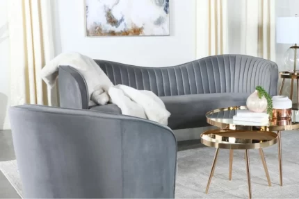 Sophia Upholstered Channel Tufted Loveseat Grey