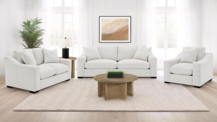 Ashlyn Upholstered Track Arm Sofa Set Sand